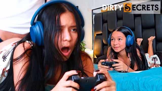 My step brother fucks me while I play video games