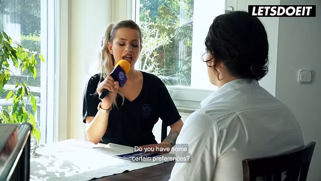 Blonde German Milf Interviewed On The Table... Then She Started Begging For His Cock