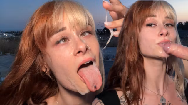 She Risks It Again: Public Outdoor Sloppy Deepthroat Milking - Ahegao Facial Finish